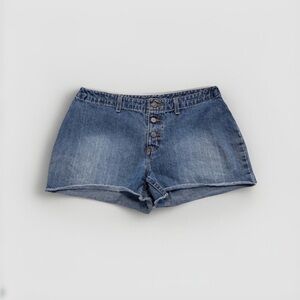Vintage No Boundaries Shorts Size 13 Low Rise Y2K 90s Button Fly Denim Cotton